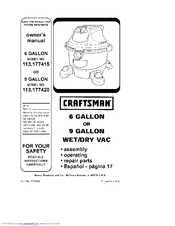 Craftsman 17741 - 6 Gal. Wet-Dry VAC Owner's Manual