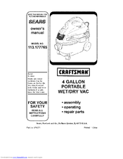 Craftsman 17776 - Clean N Carry 4 Gal. Wet-Dry VAC Owner's Manual