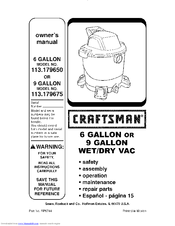 Craftsman 17965 - 6 Gal. Wet/Dry Vac Owner's Manual