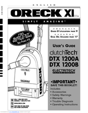 Oreck DTX1200 User Manual