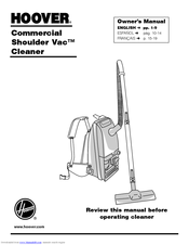 Hoover Commercial Shoulder Vac Cleaner Owner's Manual