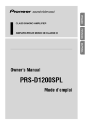 Pioneer PRS-D1200SPL - Premier Amplifier Owner's Manual