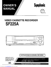 Symphonic SF225A Owner's Manual