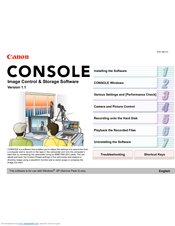 Canon CONSOLE Image Control & Storage Software v1.1 Manual