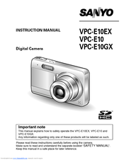 Sanyo VPC E1 - Xacti Camcorder - 6.0 MP Instruction Manual