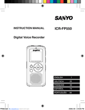 Sanyo ICR-FP550 - 1 GB Digital Voice Recorder Instruction Manual