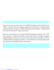 Seiko Pulsar Y182 Instructions Manual