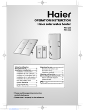 Haier PJF2-200 Operating	 Instruction