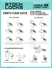 National Cabinet Lock C8073 Dimensional Drawing