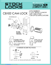 National Cabinet Lock C8102 Dimensional Drawing