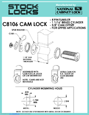 National Cabinet Lock C8106 Dimensional Drawing