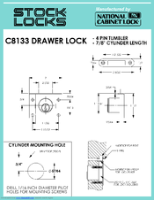 National Cabinet Lock C8133 Dimensional Drawing