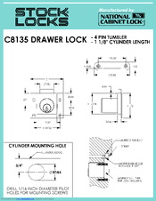 National Cabinet Lock C8135 Dimensional Drawing
