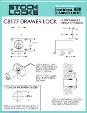 National Cabinet Lock C8177 Dimensional Drawing