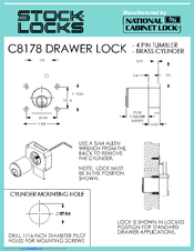 National Cabinet Lock C8178 Dimensional Drawing