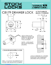 National Cabinet Lock C8179 Dimensional Drawing