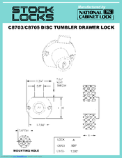 National Cabinet Lock C8703 Dimensional Drawing