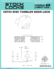 National Cabinet Lock C8704 Dimensional Drawing