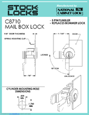 National Cabinet Lock C8710 Dimensional Drawing