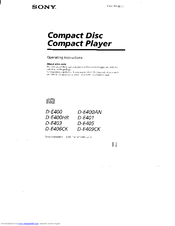 Sony D-E400HR Operating Instructions Manual