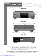 Sony SCD-XA777ES - Es Super Audio Cd Player Dimensional Information