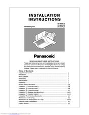 Panasonic FV-08VFL2 Installation Instructions Manual