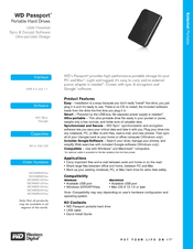 Western Digital WDXMS600TN - Passport Portable 60 GB External Hard Drive Product Specifications