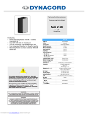 DYNACORD SUB 2.18 - Datasheet