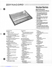 DYNACORD VECTOR SERIES Datasheet
