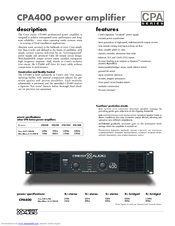 CREST AUDIO CPA400 Specifications