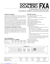 CREST AUDIO FXA2401 Specifications