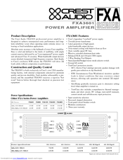 CREST AUDIO FXA3601 Specifications