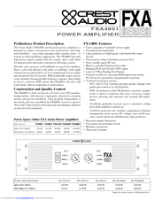 CREST AUDIO FXA4801 Specifications