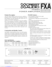 CREST AUDIO FXA901 Specifications