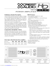 CREST AUDIO HD18 Specifications