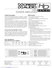 CREST AUDIO HD4 Specifications