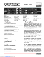 CREST AUDIO IPRO TWO Specifications
