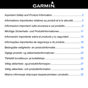 Garmin Approach S3 Important Safety Instructions Manual