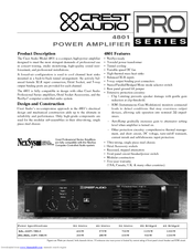 Crest Audio PRO SERIES 4801 Specifications