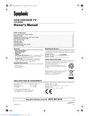 SYMPHONIC LCD-B20A6 Owner's Manual