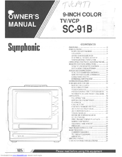 SYMPHONIC SC91B Owner's Manual