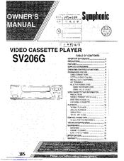 SYMPHONIC SV206G Owner's Manual