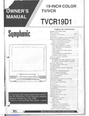SYMPHONIC TVCR19D1 Owner's Manual
