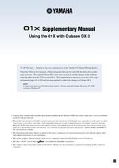 Yamaha Electone Stagea 01X Supplementary Manual