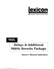 LEXICON 960L - ADDENDUM Owner's Manual Addendum