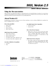 LEXICON 960L V2.5 - INSTALLATION AND RELEASE NOTES REV Owner's Manual Addendum
