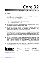 Lexicon CORE 32 V4.21 - RELEASE NOTES REV Release Note