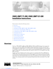 Cisco VWIC-2MFT-T1 - Multiflex Trunk Voice/WAN Interface Card Expansion Module Installation Instructions Manual