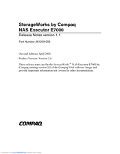 Compaq StorageWorks Executor E7000 Release Note