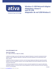 Ativa Wireless-G USB Network Adapter Quick Installation Manual